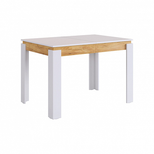 Стол обеденный раздвижной Гермес 2 белое дерево/дуб крафт золотой