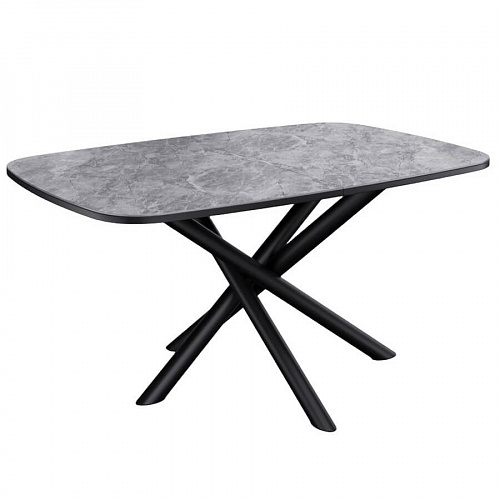 Стол обеденный Kenner DF1250 черный/керамика мрамор серый глянец