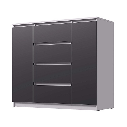 Комод ВЕГА Люкс 2Д-4Я Белый гладкий/Графит