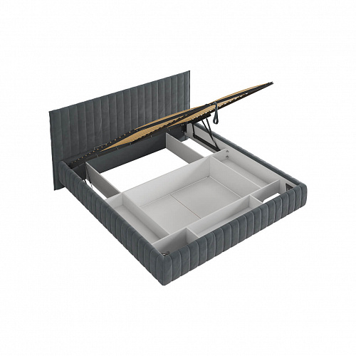 Кровать с подъемным механизмом Твикс 180х200 графит (велюр)