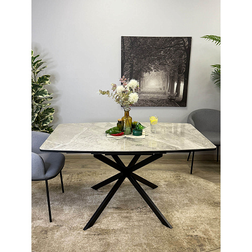 Стол обеденный Kenner BR1400 черный/керамика ITALIAN MIDDLE GRAY