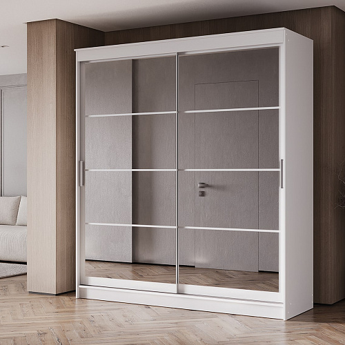 Шкаф-купе ГРАНД 1 2,0 Белый гладкий/Зеркало/Зеркало