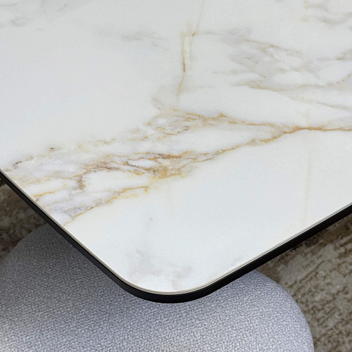 Стол обеденный Kenner DF1550 черный/керамика мрамор белый глянец