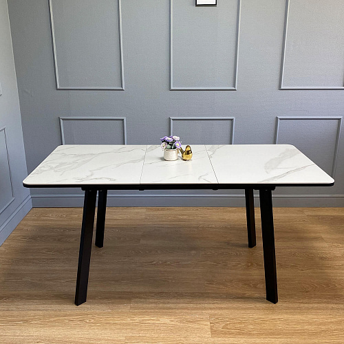 Стол обеденный Kenner AK1200 черный/керамика GLORIA WHITE