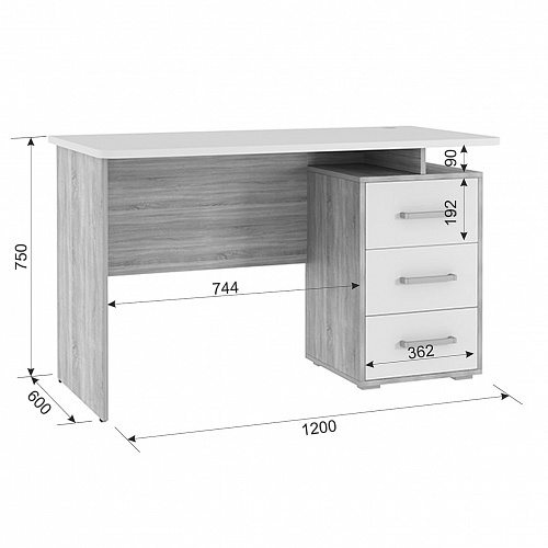 Стол компьютерный Лайт-2 кашемир/дуб крафт золотой