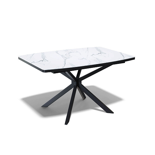 Стол обеденный Kenner BR1400 черный/керамика GLORIA WHITE