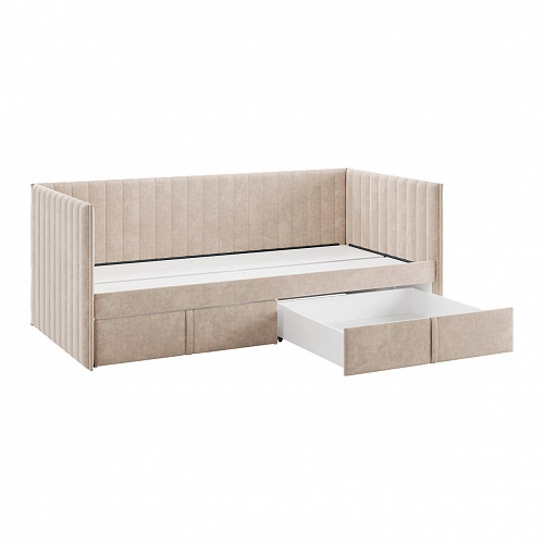 Кровать с ящиками Твикс (Софа) 90х200 капучино (велюр)