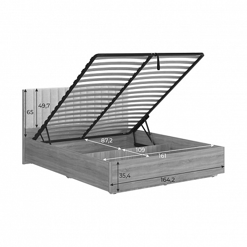 Кровать с подъемным механизмом Юлия 160х200 дуб сонома/белый(плюш)