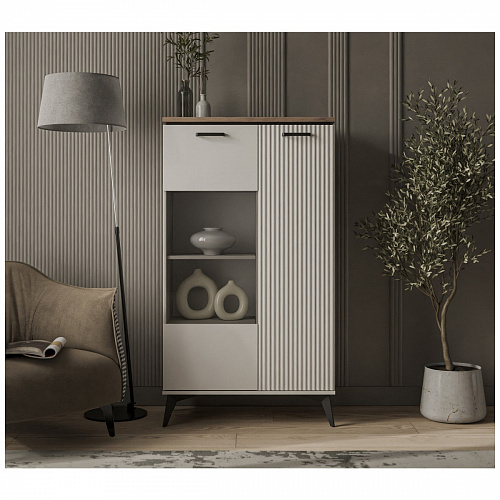 Шкаф с витриной VINATI 1V1D P ПЕРСИДСКИЙ ЖЕМЧУГ/АМАРОК