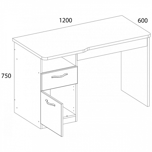 Стол письменный OLIVIA Вудлайн крем/дуб анкона
