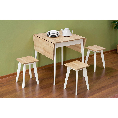 Стол обеденный бабочка ИДЕЯ массив Бесцветный (Лак)/СНЕГ