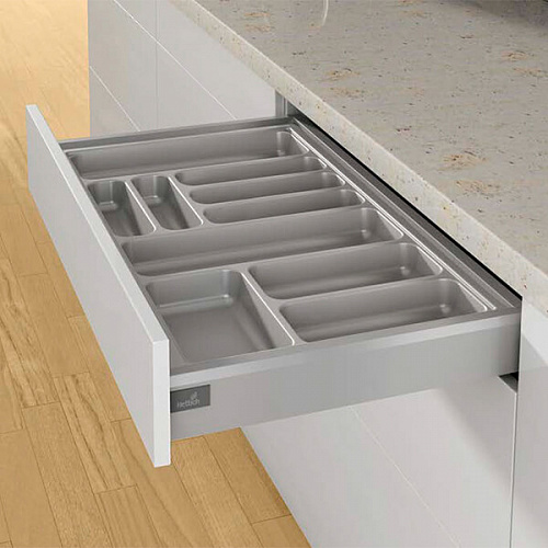 Лоток для столовых приборов OrgaTray 440 для InnoTech Atira/ArciTech, Гл441-520хШ301-350, пластик, серебристый, Art.9194933, Hettich