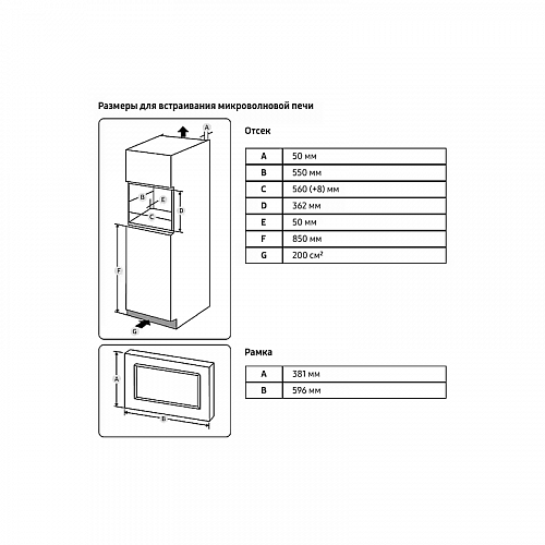 встраиваемая микроволновая печь Samsung Samsung Electronics MS23A7118AK/BW