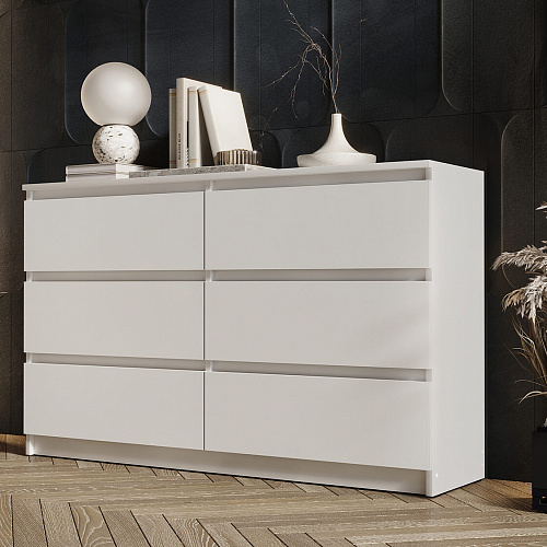 Комод ВЕГА 6Я Белый гладкий