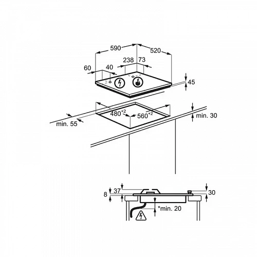 Встраиваемые газовые панели ELECTROLUX KGG64362S