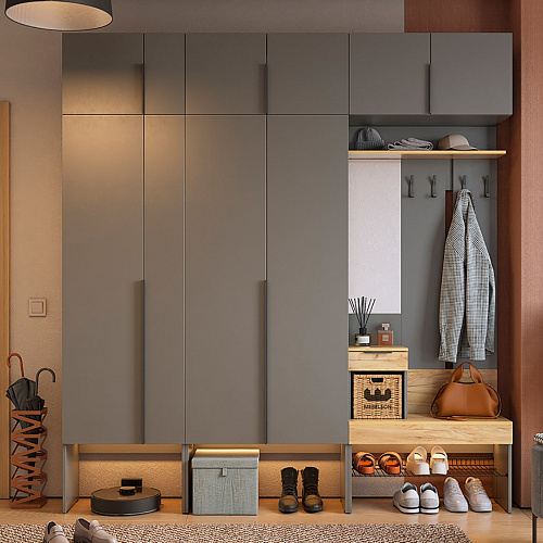 Прихожая Баско К10 графит/дуб крафт золотой