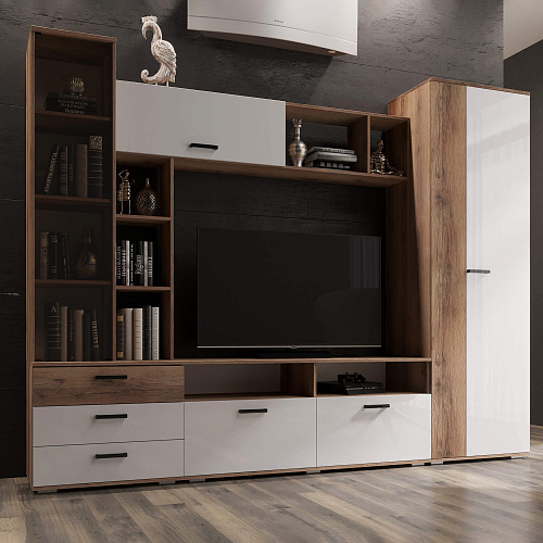 Гостиная Крокус Дуб делано/Белый гладкий