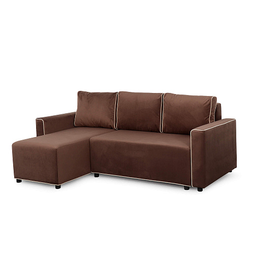 Угловой диван Некст Мора темно-коричневый/бежевый