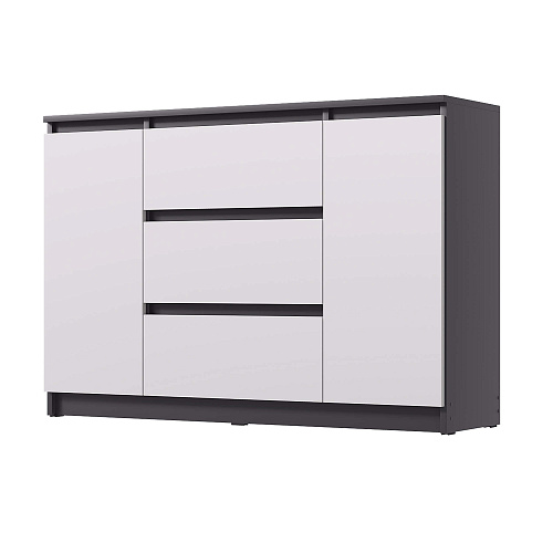 Комод ВЕГА 2Д-3Я Графит/Белый гладкий