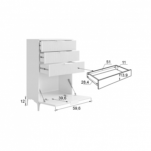 Комод Зефир белое дерево/белый (эмаль)
