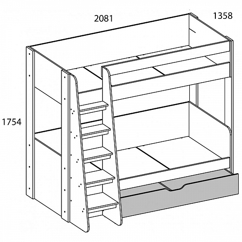 Кровать двухъярусная DIESEL дуб мадура/веллингтон