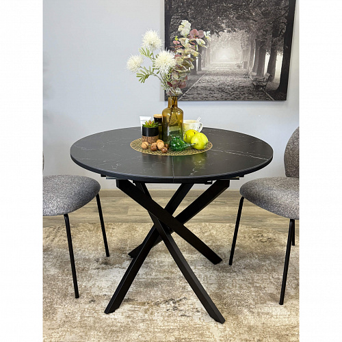 Стол обеденный Kenner R900 черный/керамика мрамор черный