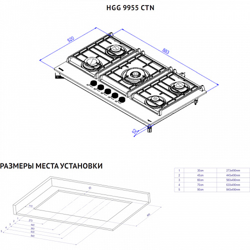 Встраиваемая варочная панель KORTING HGG 9955 CTN
