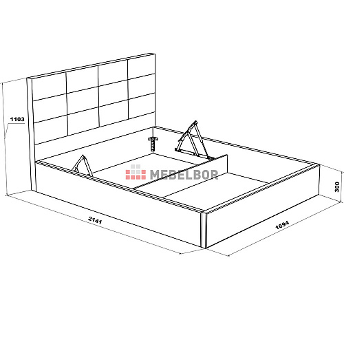 Кровать с подъемным механизмом НК Соната 1600х2000 Серый (рогожка)