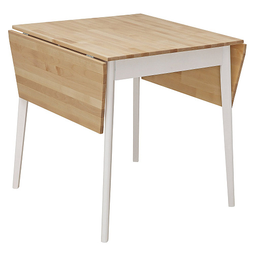 Стол обеденный бабочка ИДЕЯ массив Бесцветный (Лак)/СНЕГ