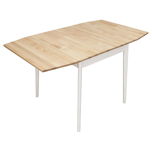 Стол обеденный бабочка ИДЕЯ массив Бесцветный (Лак)/СНЕГ