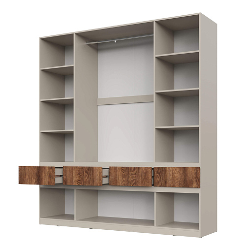 Шкаф НК PIANO 4-х створчатый с зеркалом Кашемир/Каштан