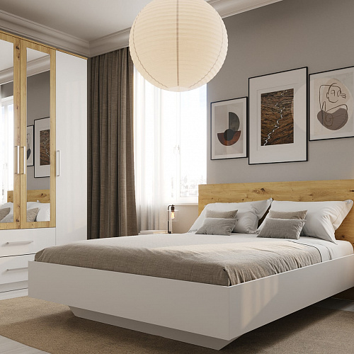 Шкаф 4-х дверный НК Бланка Белый/дуб Артизан