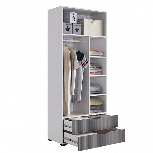 Шкаф двухдверный Зефир 120.01 белое дерево/серый (эмаль)