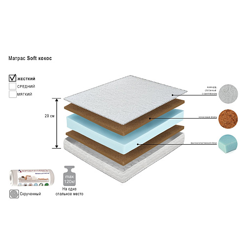 Матрас Soft кокос 180х200