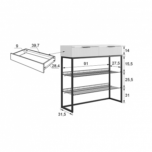 Прихожая К2 дуб крафт золотой/черный муар