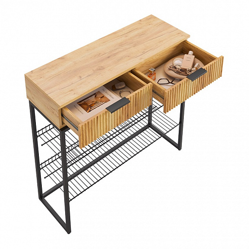 Обувница Классная 1 дуб крафт золотой/черный муар