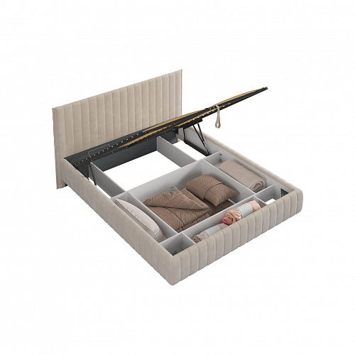 Кровать с подъемным механизмом Твикс 160х200 крем (велюр)