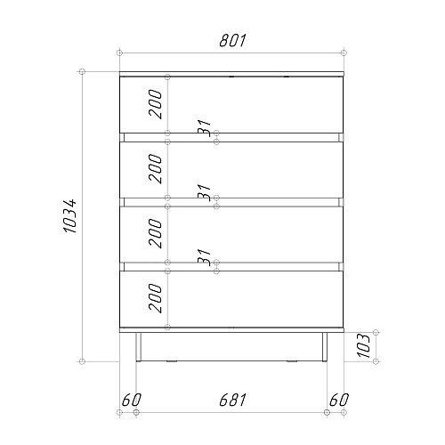 Комод НК DIEGO 4 ящика Каштан