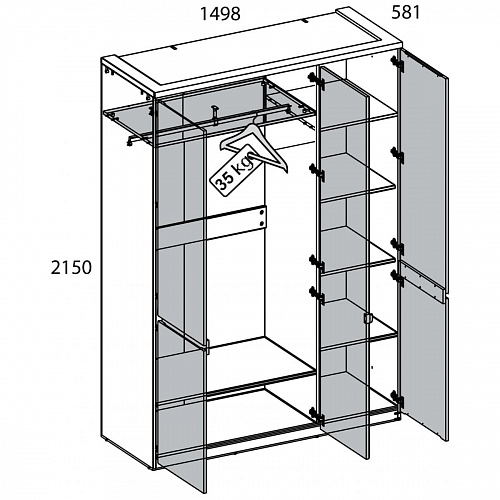 Шкаф TAURUS 3DG HZ Белый/Дуб вотан