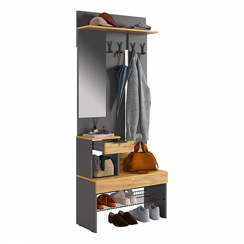 Прихожая Баско К11 графит/дуб крафт золотой