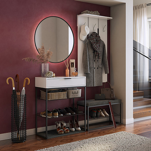 Обувница Краш черный муар/белое дерево