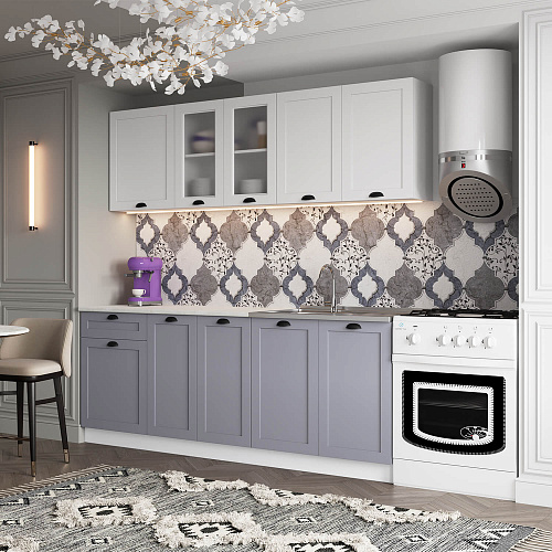 Кухня Хозяюшка Сканди 2,0 Белый софт/Блюгрей софт