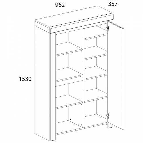 Шкаф-стеллаж TAURUS 1D4N Белый/Дуб вотан