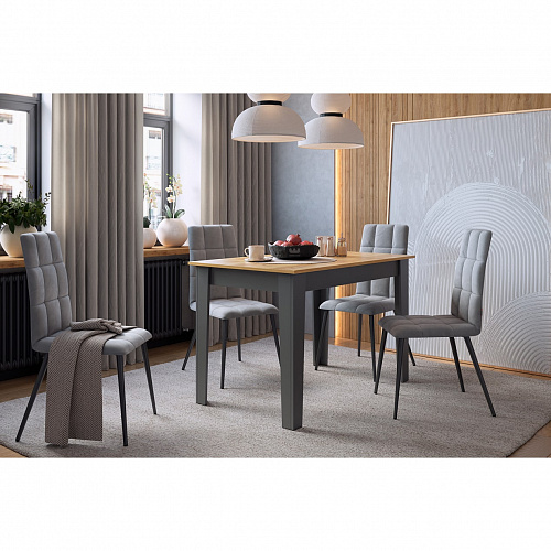 Стол обеденный раздвижной Цезарь дуб крафт золотой/графит