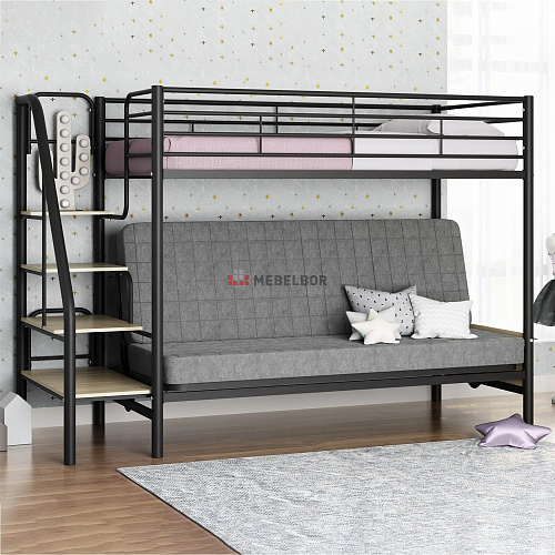 Двухъярусная кровать с диваном металлокаркас Мадлен-3