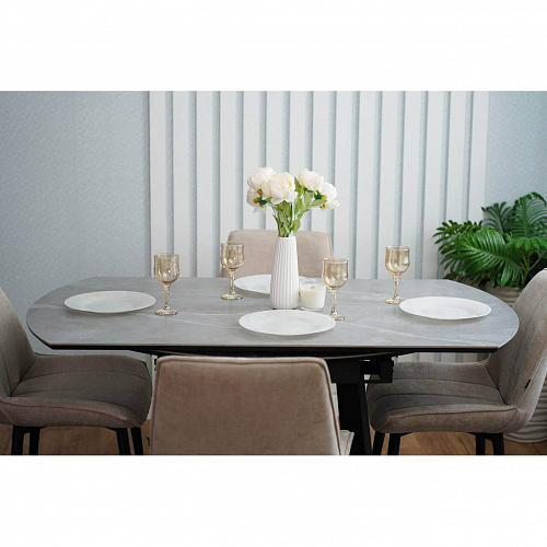 Стол обеденный керамический Раунд Серый