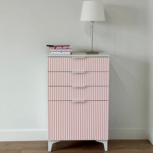 Комод Зефир белое дерево/пудра розовая (эмаль)