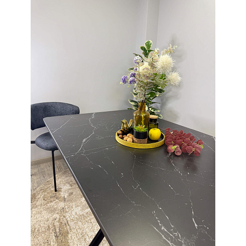 Стол обеденный Kenner DM1550 черный/керамика мрамор черный