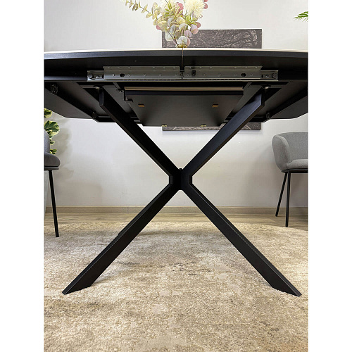 Стол обеденный Kenner BR1400 черный/керамика GLORIA WHITE