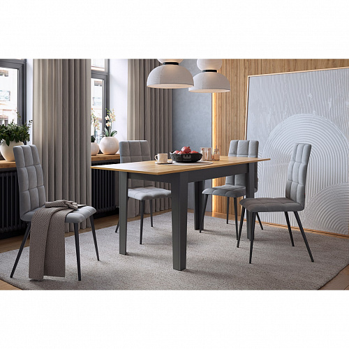 Стол обеденный раздвижной Цезарь дуб крафт золотой/графит